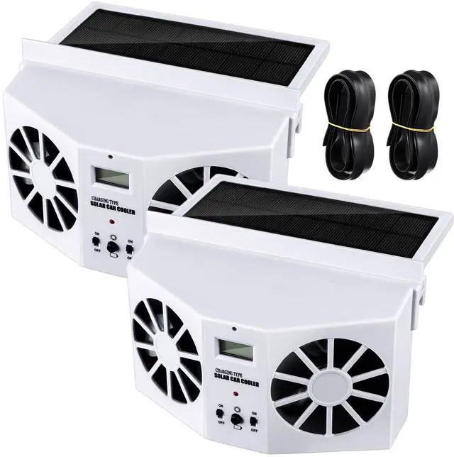 Main image of Tujoe 2 Pack Solar Powered Car Exhaust Fan 3 Fans Car Window 4500 RPM Air Vent Radiator Solar Energy Cooling Vent Exhaust for General Types(Solar 2 Fans,White)