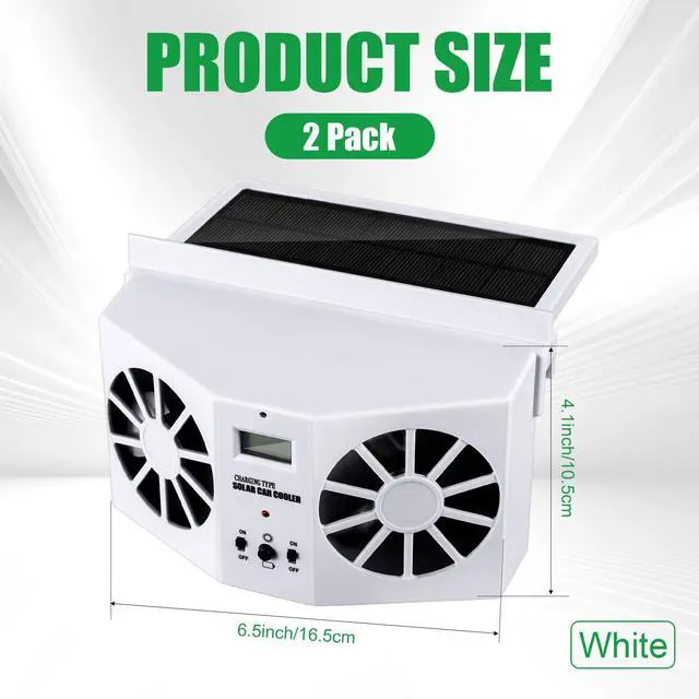 Alt view image 2 of 5 - Tujoe 2 Pack Solar Powered Car Exhaust Fan 3 Fans Car Window 4500 RPM Air Vent Radiator Solar Energy Cooling Vent Exhaust for General Types(Solar 2 Fans,White)