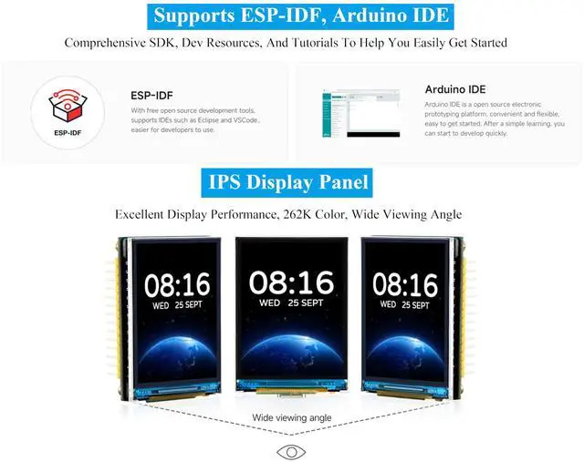 Alt view image 5 of 5 - UeeKKoo ESP32-S3 2inch Display Development Board, 240×320 Pixels IPS Screen, 32-bit LX7 Dual-Core Processor, Supports W-i-F-i & Blue-Too-th, ESP32 with Display, Comes with OV5640 5MP Camera Module