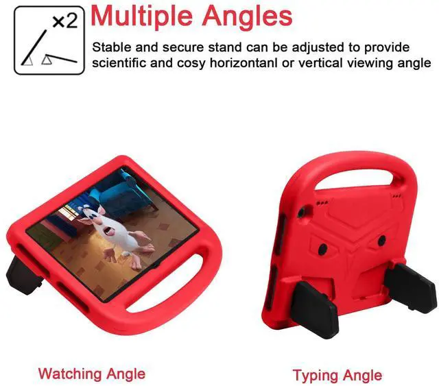 Alt view image 5 of 5 - UUcovers for All-New Kindle Fire HD 8 Tablet (10th Generation, 2020 Release) and Fire HD 8 Plus Case with Handle Kickstand Kids-Friendly Lightweight Soft EVA Foam Silicone Shockproof Shell, Red