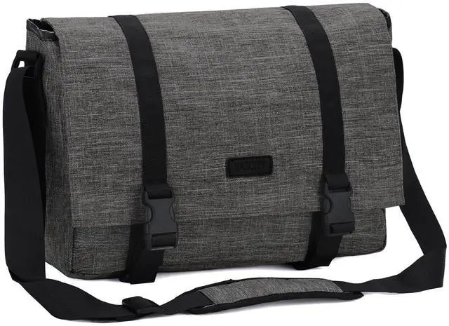 Main image of VASCHY Messenger Bag, Water Resistant Slim Crossbody Laptop Shoulder Bag for Men Women Fits 14in Laptop for Work, Office Gray