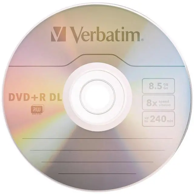 Alt view image 2 of 5 - Verbatim DVD+R DL 8.5GB 8X with Branded Surface - 20pk Spindle