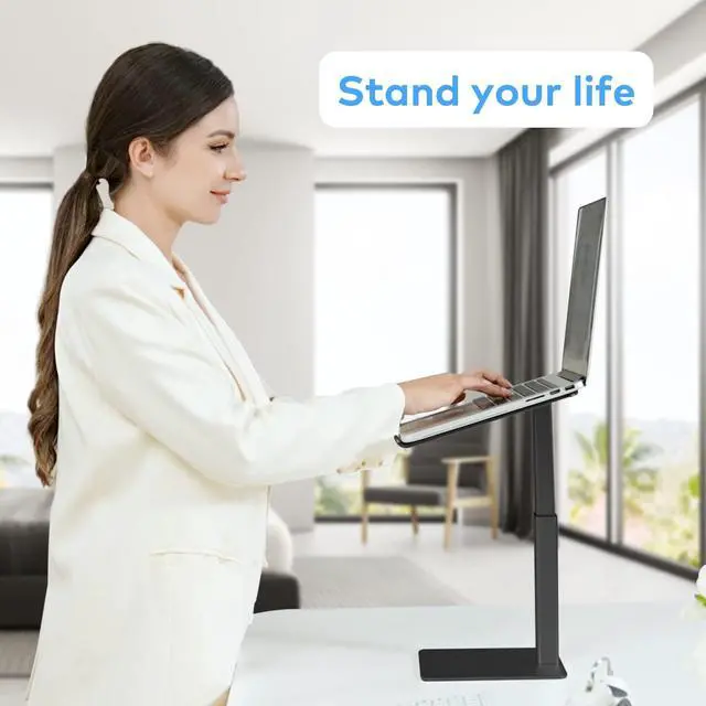 Alt view image 2 of 5 - VECOFO Laptop Stand for Desk, Ergonomic Aluminum Laptop Stand Adjustable Height from 7-15", Sitting and Standing Laptop Riser for 10-17" Notebook (Black)