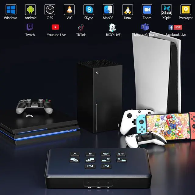 Alt view image 5 of 5 - Capture Card, Dual 4K HDMI Input Capture Card for Streaming, USB 3.0 Audio Video Capture Card HDMI Switcher Record in 1080P 60FPS Low Latency, Compatible with Xbox/PS5/PS4/OBS/PC