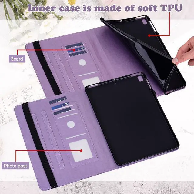 Alt view image 2 of 5 - VODEFOX for Kindle Fire HD 10 Tablet Case 13th Generation 2023 Release 10.1", PU Leather Folio Deer Tree Cover with Card Slots for Fire Tablet HD10 & HD 10 Plus 2023 - Purple