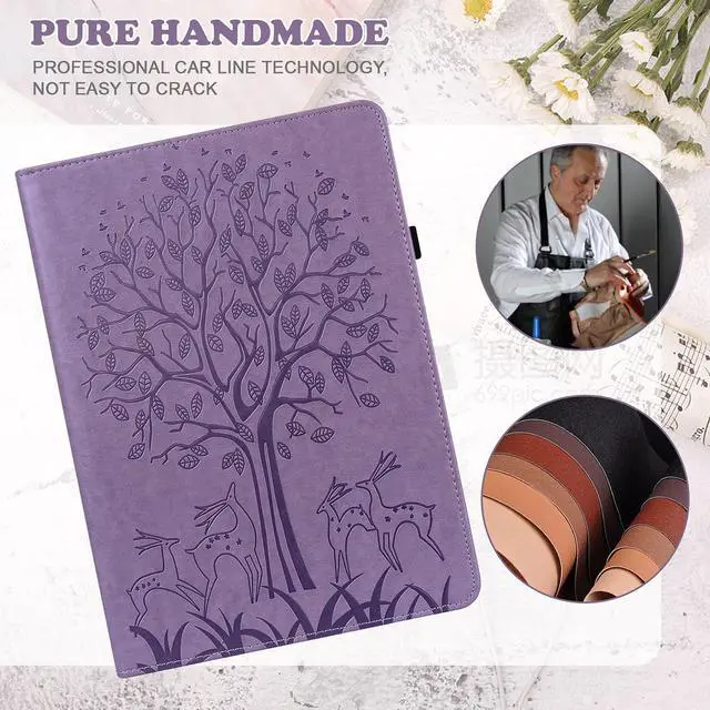 Alt view image 5 of 5 - VODEFOX for Kindle Fire HD 10 Tablet Case 13th Generation 2023 Release 10.1", PU Leather Folio Deer Tree Cover with Card Slots for Fire Tablet HD10 & HD 10 Plus 2023 - Purple