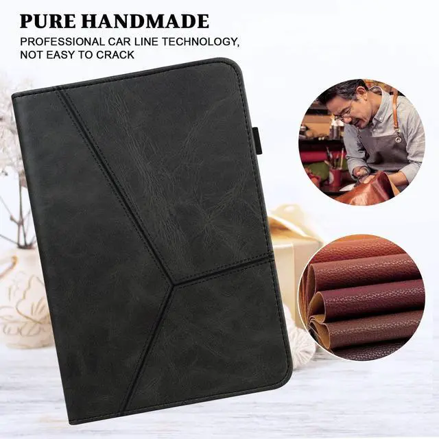 Alt view image 4 of 5 - VODEFOX Case for  Kindle Fire Max 11 Case (13th Generation, 2023 Release) 11",PU Leather Folio Stand Stylish Solid Color Stripe Stand Cover with Elastic Band Stylus for Fire Max 11 Tablet- Black