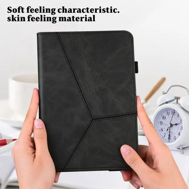 Alt view image 3 of 5 - VODEFOX Case for  Kindle Fire Max 11 Case (13th Generation, 2023 Release) 11",PU Leather Folio Stand Stylish Solid Color Stripe Stand Cover with Elastic Band Stylus for Fire Max 11 Tablet- Black