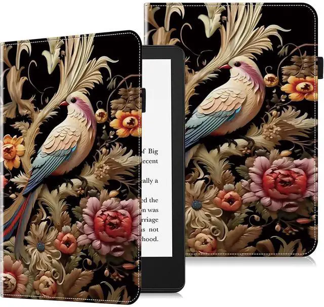 Main image of VODEFOX Case for 6.8" Kindle Paperwhite 11th Generation 2021,Kindle Paperwhite Signature Edition Case,PU Leather Book Cover with Auto Wake/Sleep - Flower Birds