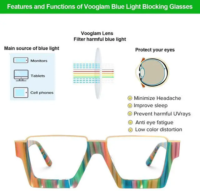 Alt view image 4 of 5 - VOOGLAM Blue Light Glasses for Women Cute Computer Office with Trending Frame Glasses Multicolor Dardhan GJGA596413-05