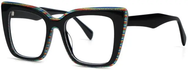 Main image of VOOGLAM Kaipo Women's Black Acetate Square Blue Light Blocking & UV400 Eyewear for Eyestrain Relief