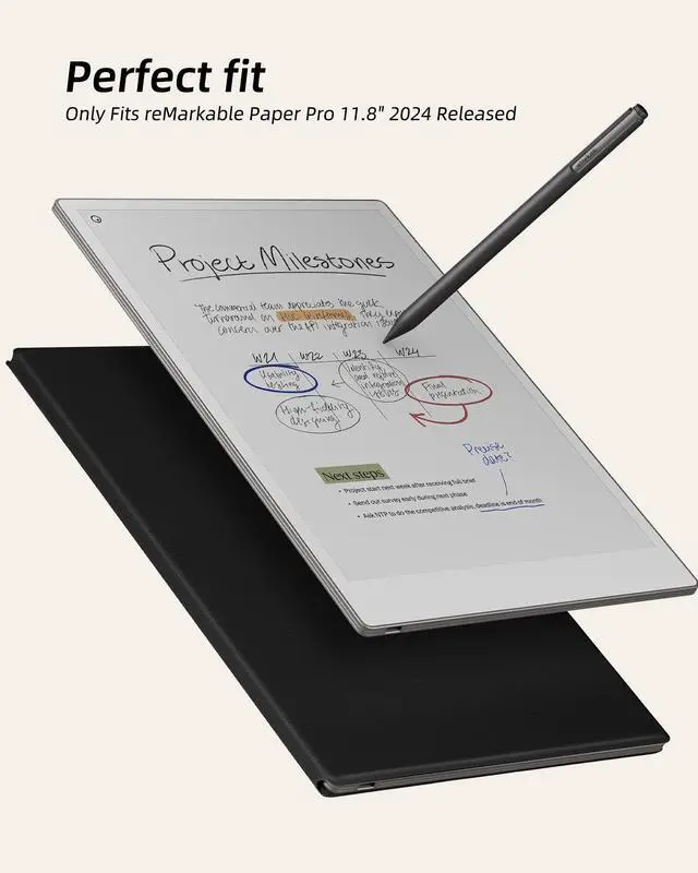 Alt view image 2 of 5 - WALNEW Case for Remarkable Paper Pro,Magnetic Slim Book Folio Cover with Pen Clasp, Auto Sleep/Wake Protective Cover for Remarkable Paper Pro 11.8" (2024 Released),Black