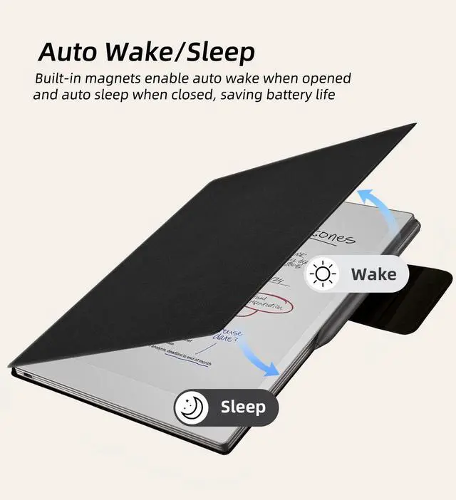 Alt view image 5 of 5 - WALNEW Case for Remarkable Paper Pro,Magnetic Slim Book Folio Cover with Pen Clasp, Auto Sleep/Wake Protective Cover for Remarkable Paper Pro 11.8" (2024 Released),Black
