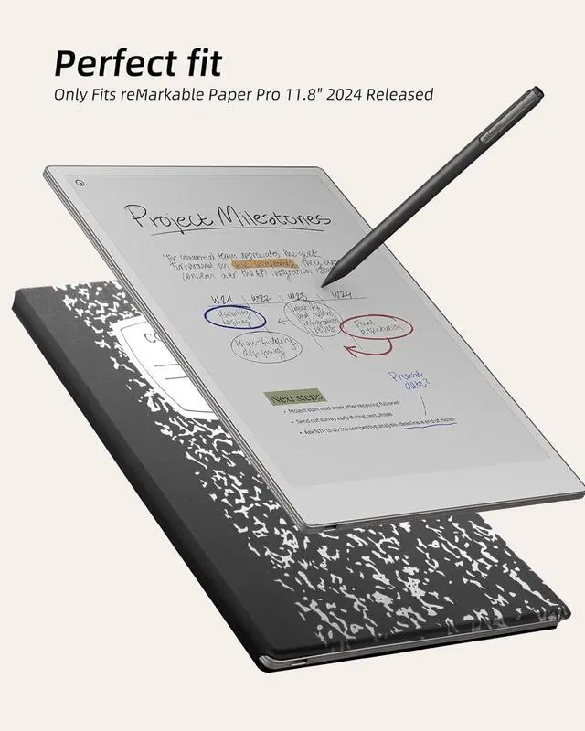Alt view image 2 of 5 - WALNEW Case for Remarkable Paper Pro,Magnetic Slim Book Folio Cover with Pen Clasp, Auto Sleep/Wake Protective Cover for Remarkable Paper Pro 11.8" (2024 Released)