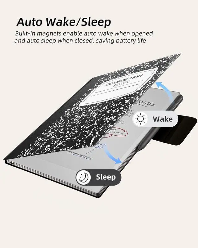 Alt view image 5 of 5 - WALNEW Case for Remarkable Paper Pro,Magnetic Slim Book Folio Cover with Pen Clasp, Auto Sleep/Wake Protective Cover for Remarkable Paper Pro 11.8" (2024 Released)