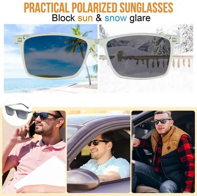 Alt view image 4 of 5 - WEMOOTANTS Men's Computer Blue Light Blocking Glasses, Polarized Clip for Driving, Game Computer Green Eyeglasses
