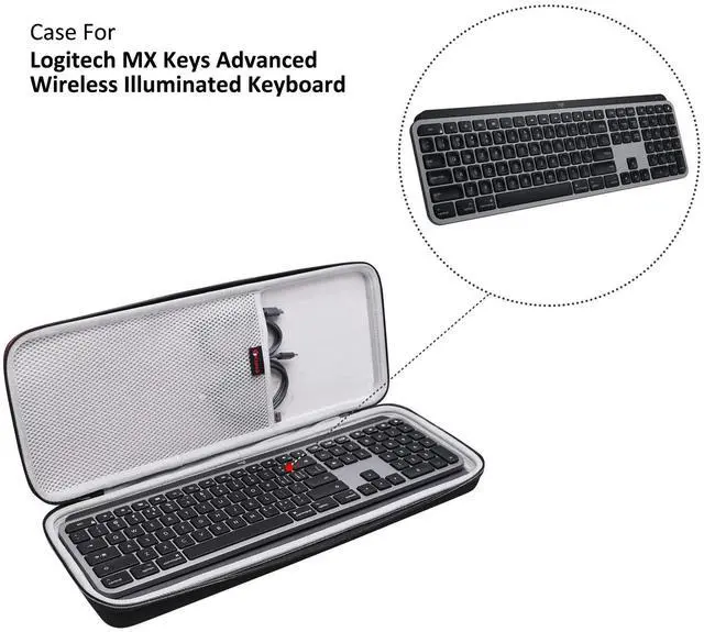 Alt view image 2 of 5 - XANAD Hard Case for Logitech MX Keys/MX Keys Advanced MIC Wireless Illuminated Keyboard(Gray)-Inside: 17.2"x6.2"x1.2"
