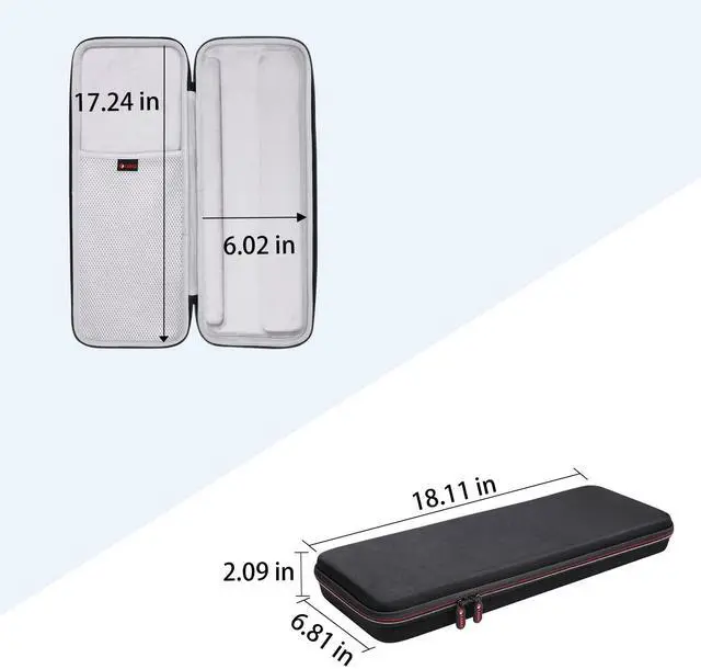 Alt view image 4 of 5 - XANAD Hard Case for Logitech MX Keys/MX Keys Advanced MIC Wireless Illuminated Keyboard(Gray)-Inside: 17.2"x6.2"x1.2"