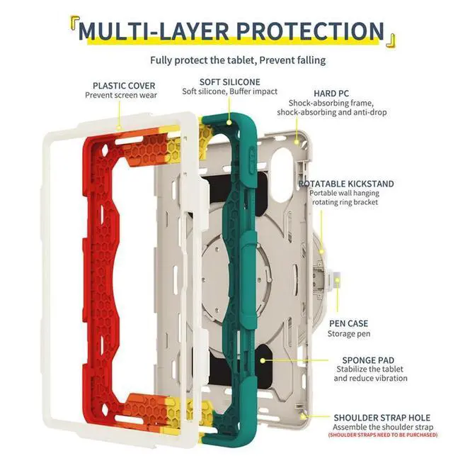 Alt view image 5 of 5 - Compatible with Honor Pad X9 Tablet Case 11.5" 3in1 Armor Heavy Shockproof Protective Rotundity Bracket with Shoulder Strap[Without Screen Protector&Pen] - E