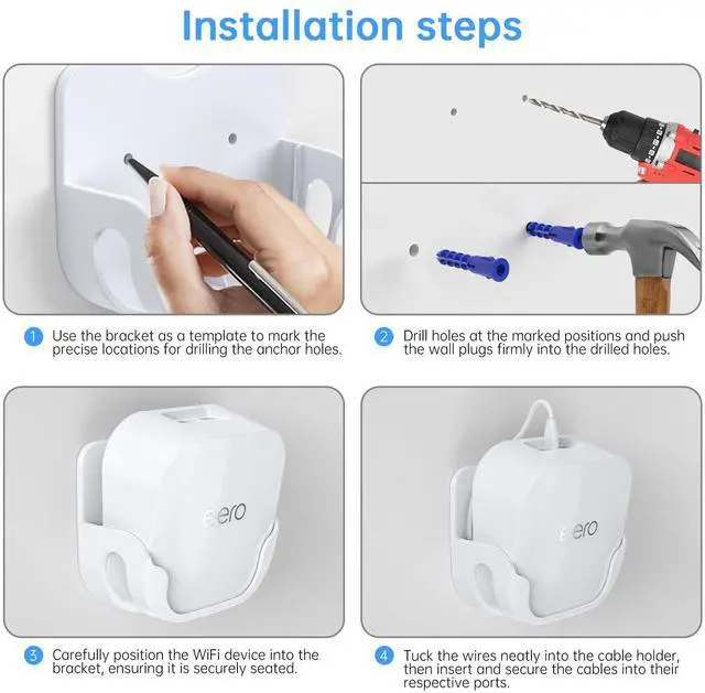 Alt view image 5 of 5 - XLTTYWL eero 7 Wall Mount Kit, erro 7 Mount Bracket Optimize Space&Cable Management Accessories eero WiFi 7 Compatible with eeros 7 Extender Dual-Band Mesh Wi-Fi 7 Router (White, 3 Pack)