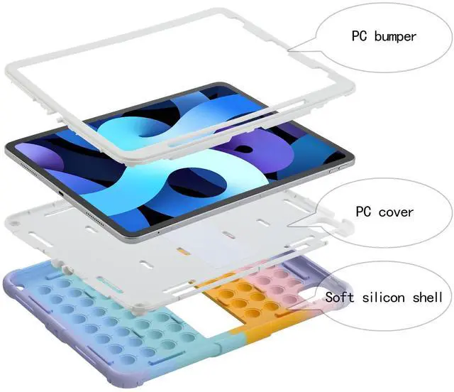 Alt view image 3 of 5 - XZC iPad Pro 12.9 Case 2022/2021/2020/2018 Heavy Duty Shockproof Cover for 12.9 Inch 6th/5th/4th/3rd Gen (Rainbow 2)