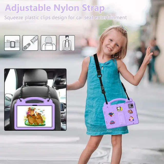 Alt view image 2 of 5 - YRH for Onn 10.1 Tablet Case (2024) Model#100135925, Kids EVA Cover with Strap Stand Handle, for Surf Walmart Onn Tablet Case 10.1 inch (Gen 4), Purple
