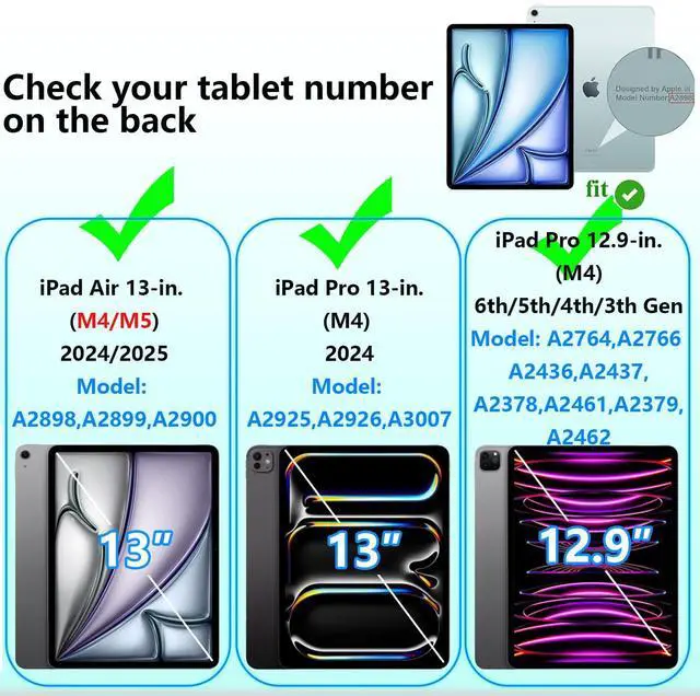 Alt view image 2 of 5 - YRH Case for iPad Air 13 inch (M2/M3) 2024/2025, for iPad Pro 13 inch (M4) 2024/12.9 inch (M2) 2022, EVA Shockproof Cover with Strap Handle Stand, Blue