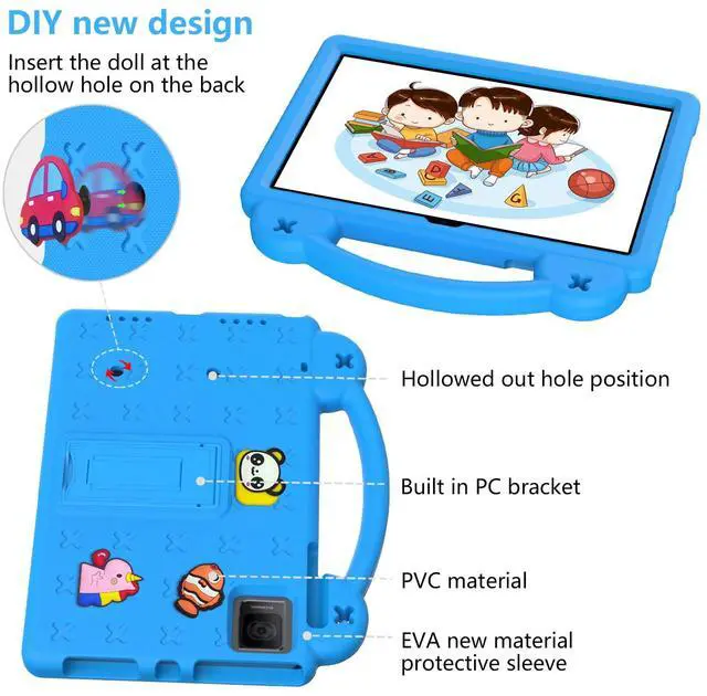 Alt view image 4 of 5 - YRH for Revvl Tab 5G Tablet Case Kids 2023, EVA Shockproof Cover for Tmobile Revvl Tab 5G 10.36 inch Tablet Case, with Stand Handle Figures, SkyBlue