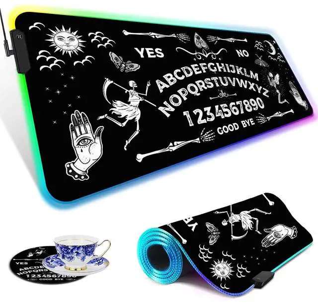 Main image of RGB Gaming Mouse Pad Large Mouse Pad Desk Mat Led Mouse Pad Light-up Mouse Pad, Large Keyboard Pad, Optical Waterproof Non-Slip, Great for Gamers, Ouija Board Pattern