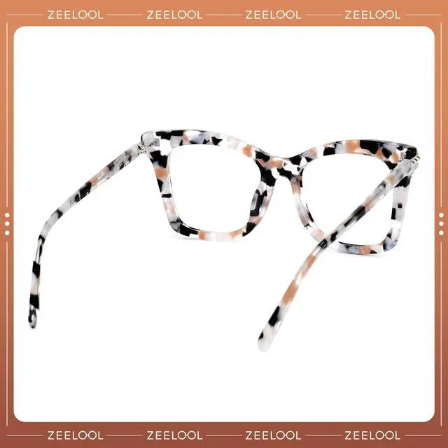 Alt view image 3 of 5 - Zeelool Fashion Oversized Square Blue Light Blocking Glasses Anti UV Computer Glasses for Women ZJGX511972-03B Marbling