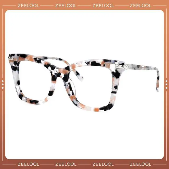 Alt view image 2 of 5 - Zeelool Fashion Oversized Square Blue Light Blocking Glasses Anti UV Computer Glasses for Women ZJGX511972-03B Marbling