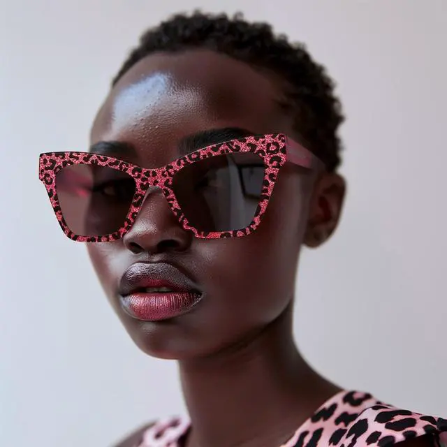Alt view image 2 of 5 - Zeelool Blue Light Blocking Glasses for Woman, Pink Leopard Cat Eye Glasses Frame Computer Eyeglasses Anti UV, Eyestrain & Glare Eyewear with Metal Hinge Ansyah ZJGA913976-05B