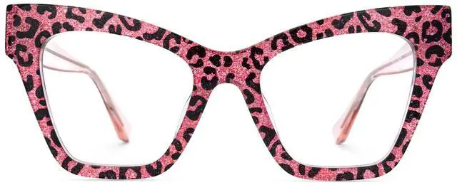 Main image of Zeelool Blue Light Blocking Glasses for Woman, Pink Leopard Cat Eye Glasses Frame Computer Eyeglasses Anti UV, Eyestrain & Glare Eyewear with Metal Hinge Ansyah ZJGA913976-05B