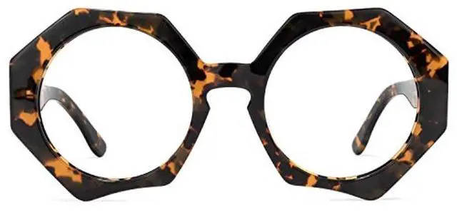 Main image of Zeelool Stylish Oversized Acetate Geometric Blue Light Blocking Glasses Eyewear for Women Hugh ZOP01887-02B Tortoise-Gold
