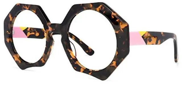 Alt view image 4 of 5 - Zeelool Stylish Oversized Acetate Geometric Blue Light Blocking Glasses Eyewear for Women Hugh ZOP01887-02B Tortoise-Gold