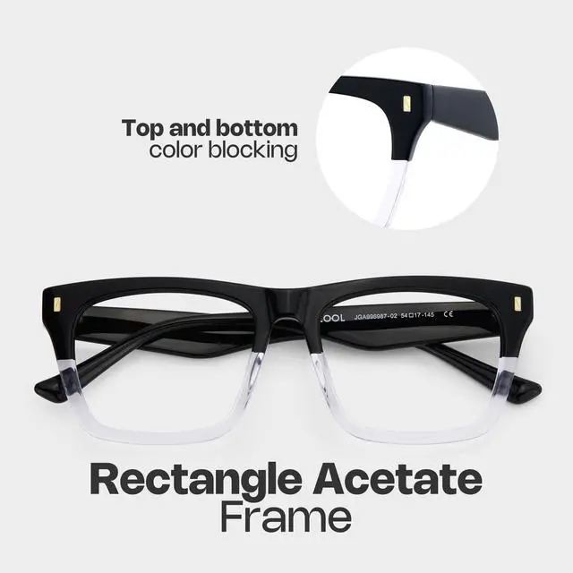 Alt view image 4 of 5 - Zeelool Blue Light Blocking Glasses for Men, Rectangle Fashion Glasses Frame Eyeglasses with Anti UV Glare & Eyestrain Lens ZJGA996987-02B