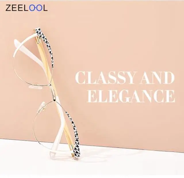 Alt view image 3 of 5 - Zeelool Cat Eye Blue Light Blocking Glasses Metal Frame for Women Sydney FM0125-11 Houndtooth