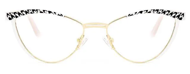 Main image of Zeelool Cat Eye Blue Light Blocking Glasses Metal Frame for Women Sydney FM0125-11 Houndtooth