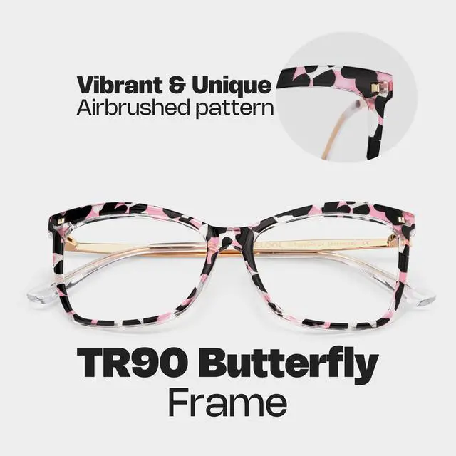 Alt view image 4 of 5 - Zeelool Blue Light Blocking Glasses for Women, Fashion Butterfly Glasses Computer Eyeglasses Eyewear Anti UV, Eyestrain and Glare ZJGT000044-24B