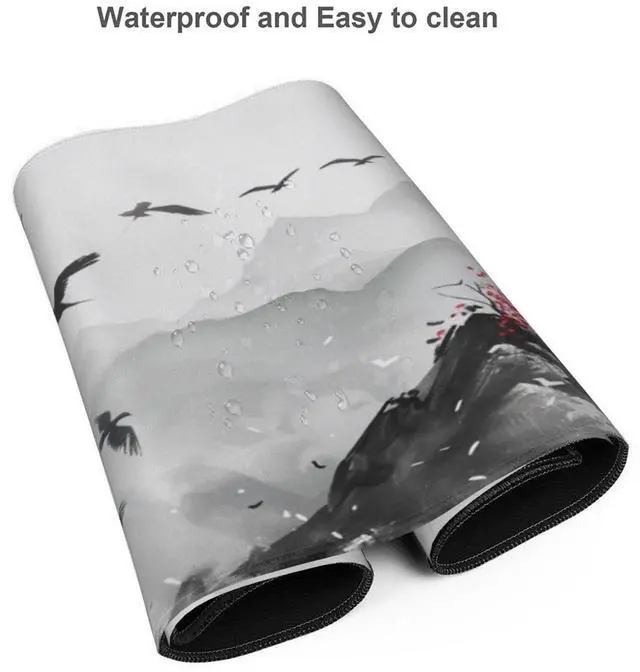 Alt view image 3 of 5 - ZOCOZY 3XL Extended Gaming Mouse Pad -Watercolor Cherry Blossom 24x48 Inch Mouse Mats Desk Pad,Large Desk Mat,Extended Keyboard Mousepad with Non-Slip Base and Stitched Edge for Home Office