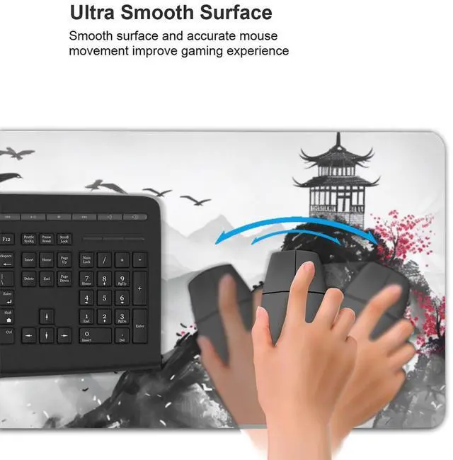Alt view image 5 of 5 - ZOCOZY 3XL Extended Gaming Mouse Pad -Watercolor Cherry Blossom 24x48 Inch Mouse Mats Desk Pad,Large Desk Mat,Extended Keyboard Mousepad with Non-Slip Base and Stitched Edge for Home Office