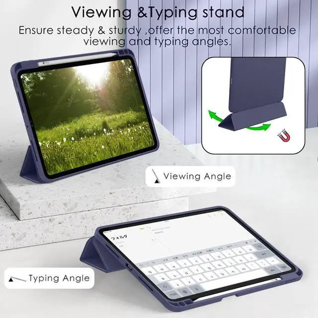Alt view image 5 of 5 - ZryXal 2024 iPad Pro 11 Inch Case M4 (5th Generation) with Pencil Holder, Smart iPad Case [Support Pencil Pro and Pencil (USB-C)], Support Touch ID and Auto Wake/Sleep (Dark Blue)