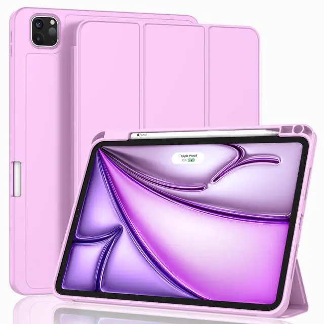 Main image of ZryXal New iPad Air 13 Inch Case M3 2025/M2 2024 with Pencil Holder, Trifold Stand Smart Case with Soft TPU Back,Auto Wake/Sleep(Pastel Violet)