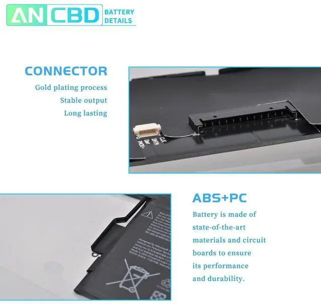 Alt view image 3 of 5 - ANCBD G3HTA001H 93HTA001H Keyboard Battery (with Tools) Compatible with Microsoft Surface Book 1st Gen Model 1785 with Performance Base 7.57V 60.8Wh/8030mAh 4-Cell