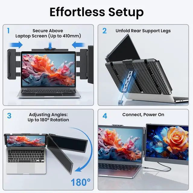Alt view image 3 of 5 - 14'' Laptop Monitor Extender FHD 1080P IPS Dual Portable Monitor for 13"-17" Laptops, Plug and Play Compatible with Windows, Switch, PS5