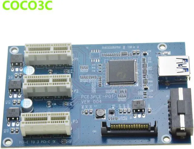Alt view image 4 of 6 - Mini PCIe 1 to 3 PCI express 1X slots Riser Card Mini ITX to external 3 PCIe slot adapter PCI-e Port Multiplier Card