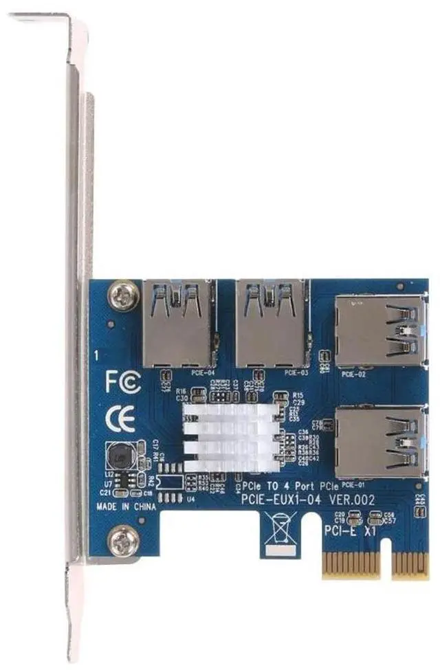 Alt view image 4 of 6 - PCIE PCI-E PCI Express Riser Card 1x to 16x 1 to 4 USB 3.0 Slot Multiplier Adapter for Bitcoin Miner for WinXP/Win7 8 10