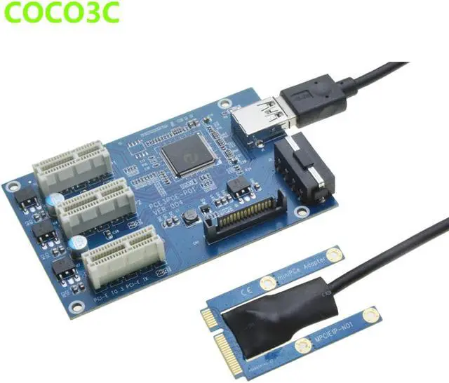 Alt view image 2 of 6 - Mini PCIe 1 to 3 PCI express 1X slots Riser Card Mini ITX to external 3 PCIe slot adapter PCI-e Port Multiplier Card