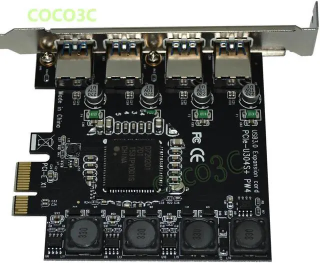 Alt view image 5 of 6 - Superspeed 5Gbps 4 ports USB 3.0 PCI-e Controller Card PCI Express to USB3.0 Converter Adapter