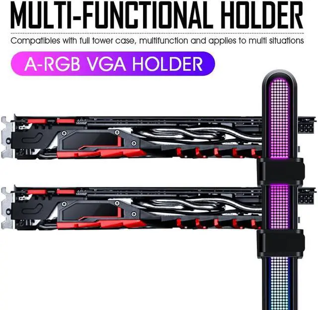 Alt view image 5 of 6 - Darkflash Graphics Card Bracket vga Holder Jack Desktop Computer Case 5V3Pin ARGB Video Card GPU Water Cooling Kit Support Stand